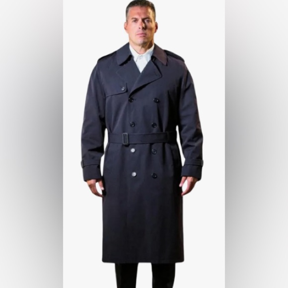 DSCP Vintage Military All Weather Army Black Trench Coat - men’s